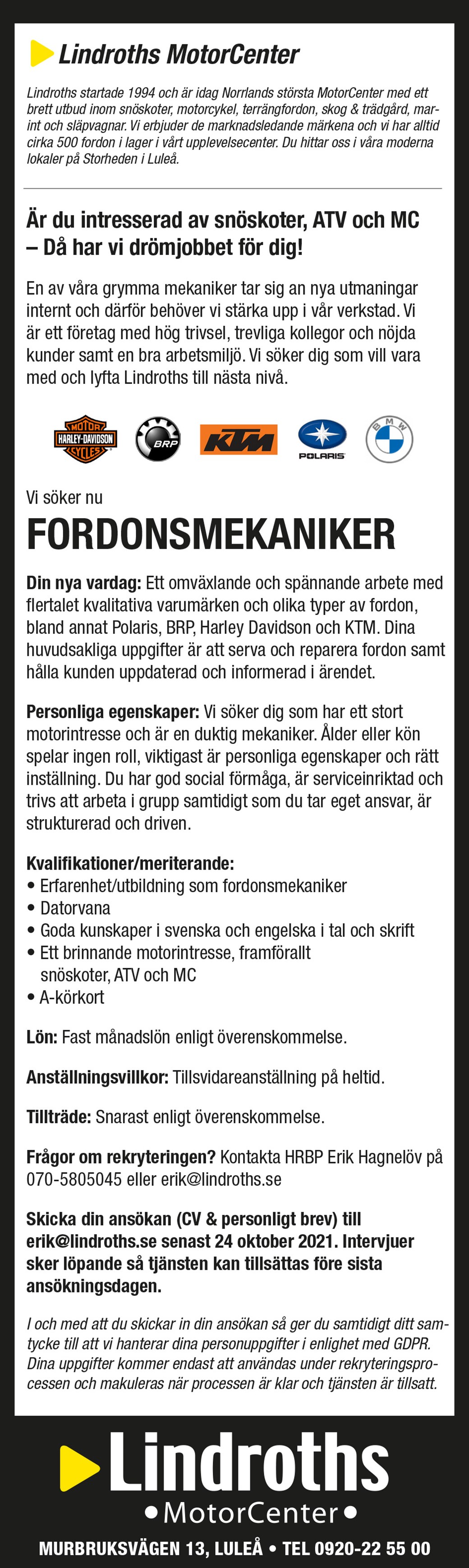 Vi söker fordonsmekaniker!