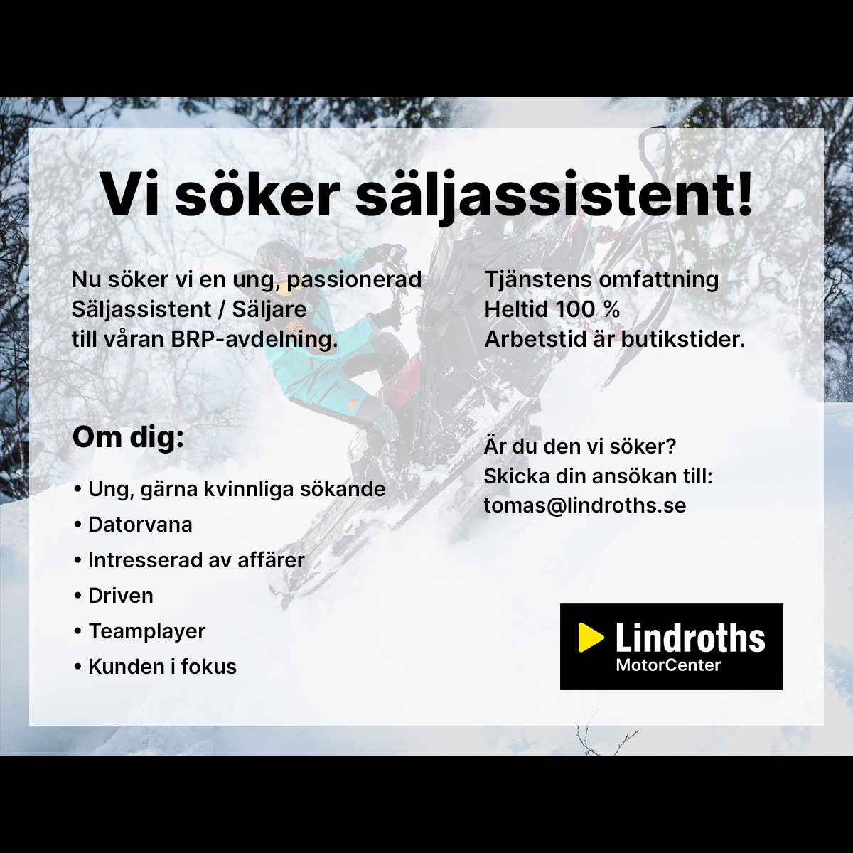Vi söker Säljassistent / Säljare!