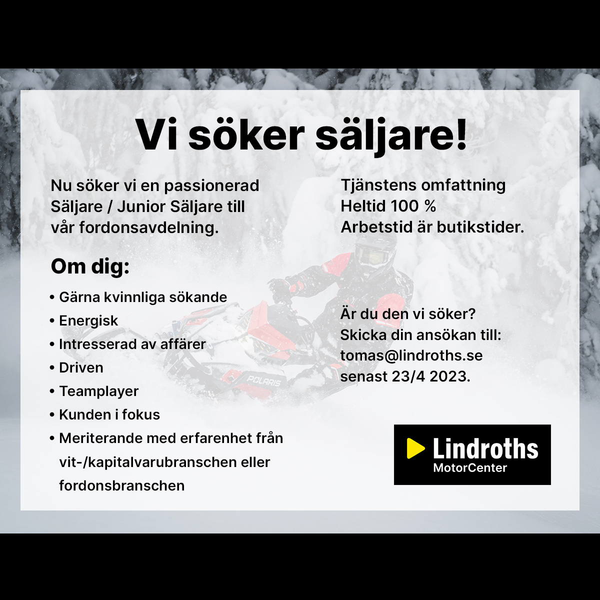 Vi söker säljare!