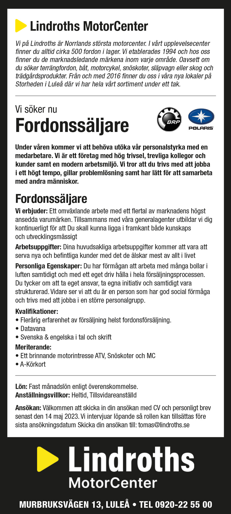 Vi söker Fordonssäljare!