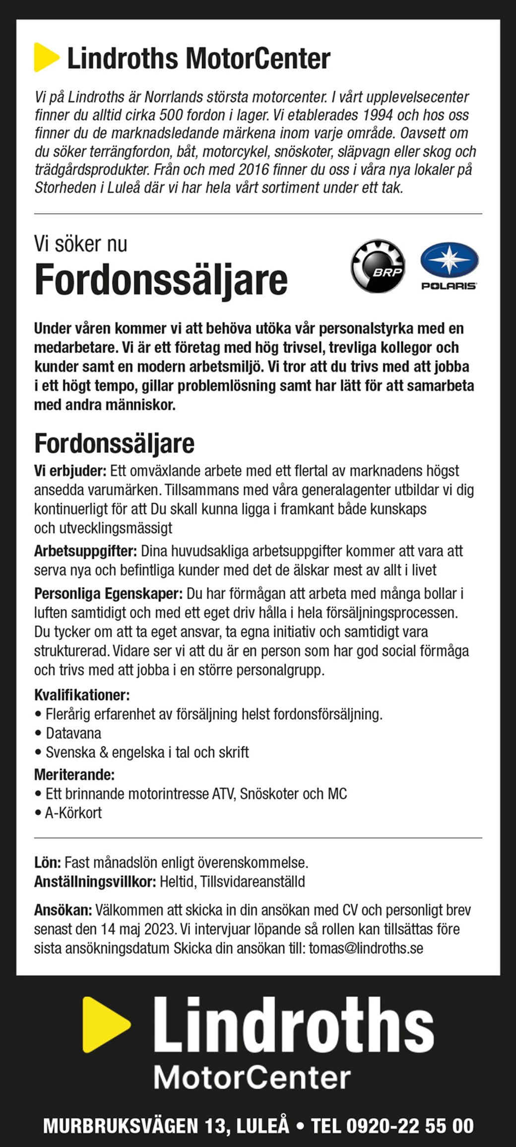 Vi söker Fordonssäljare!