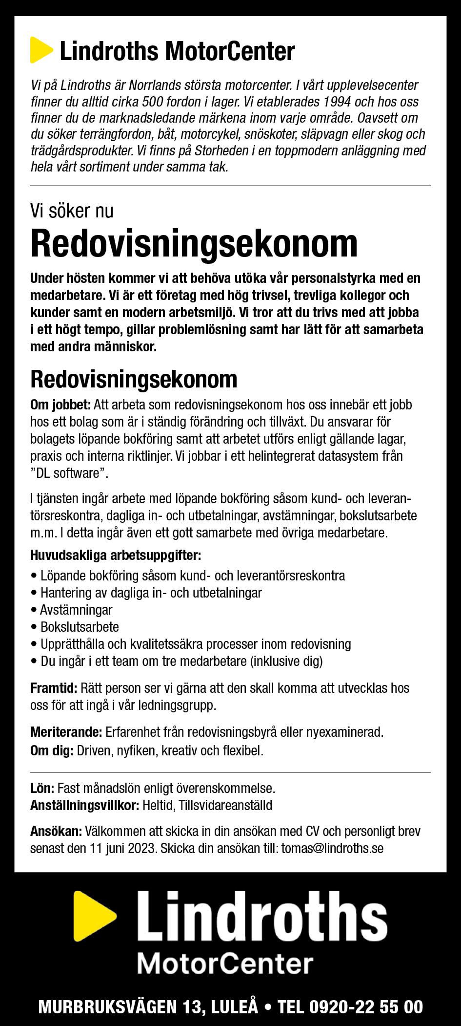 Vi söker Redovisningsekonom