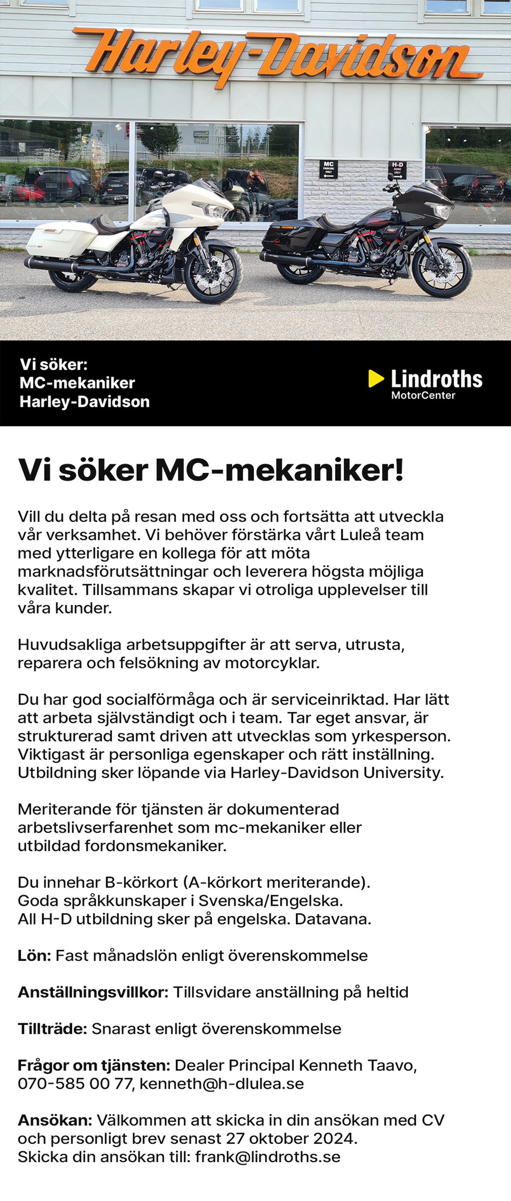 Vi söker MC-mekaniker!
