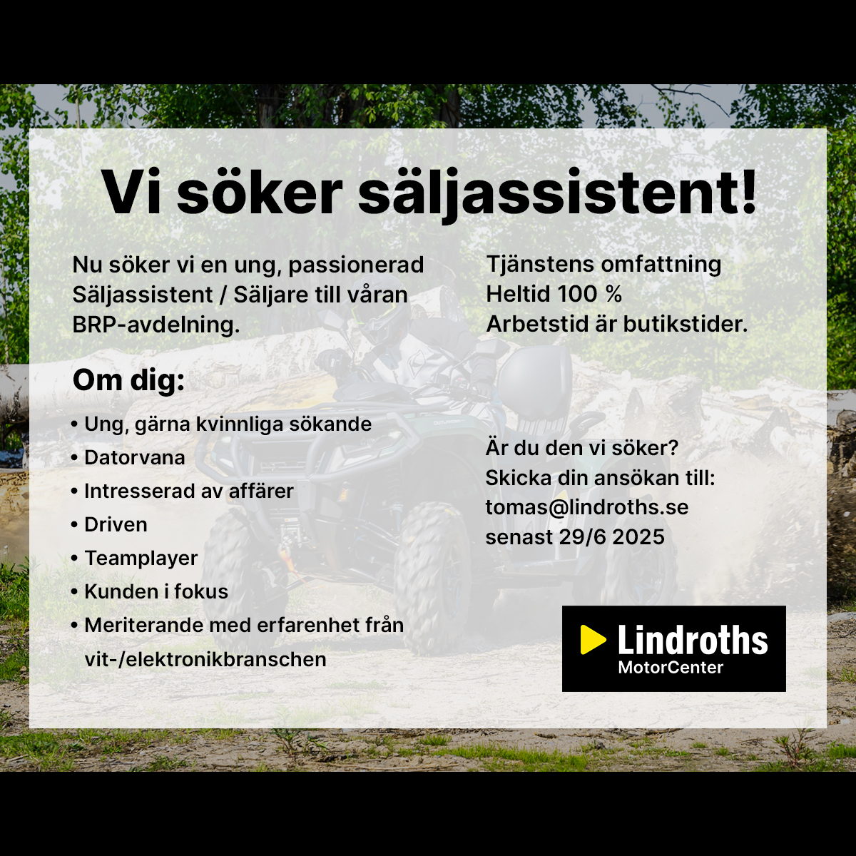 Vi söker säljassistent!