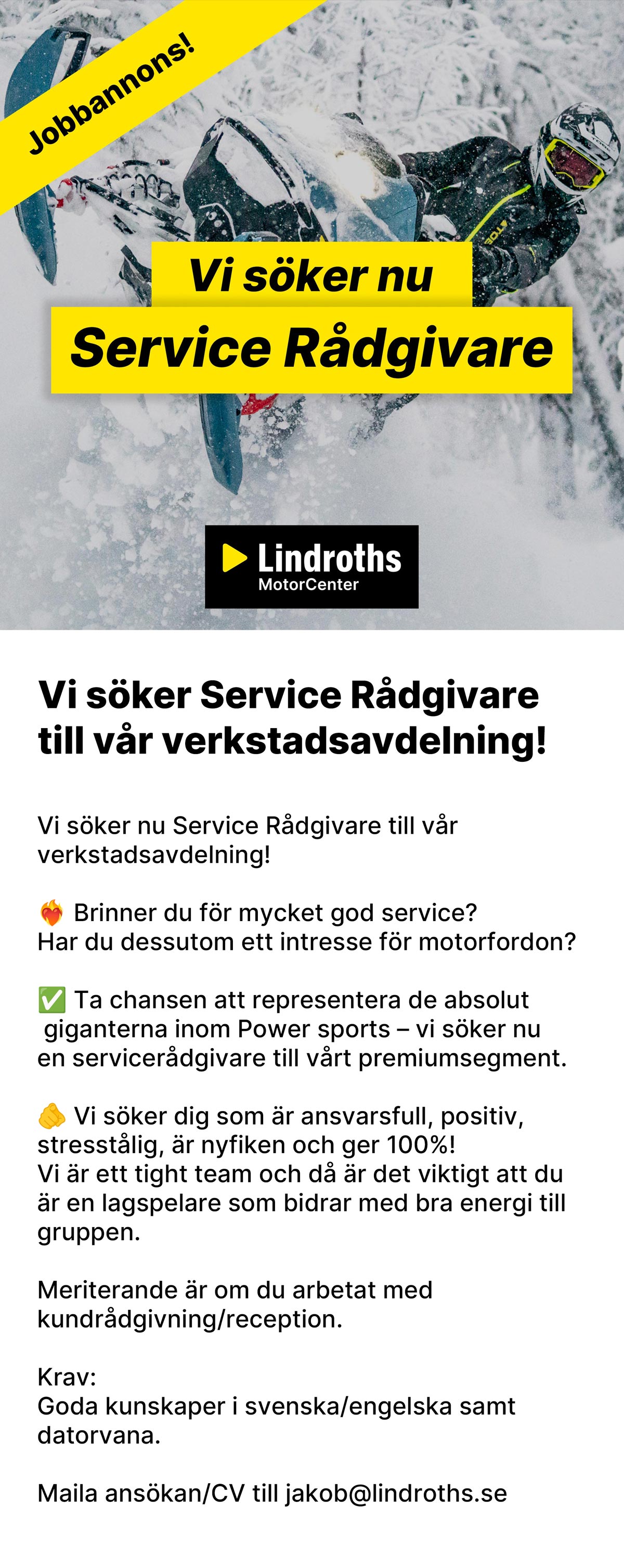 Vi söker Service Rådgivare!