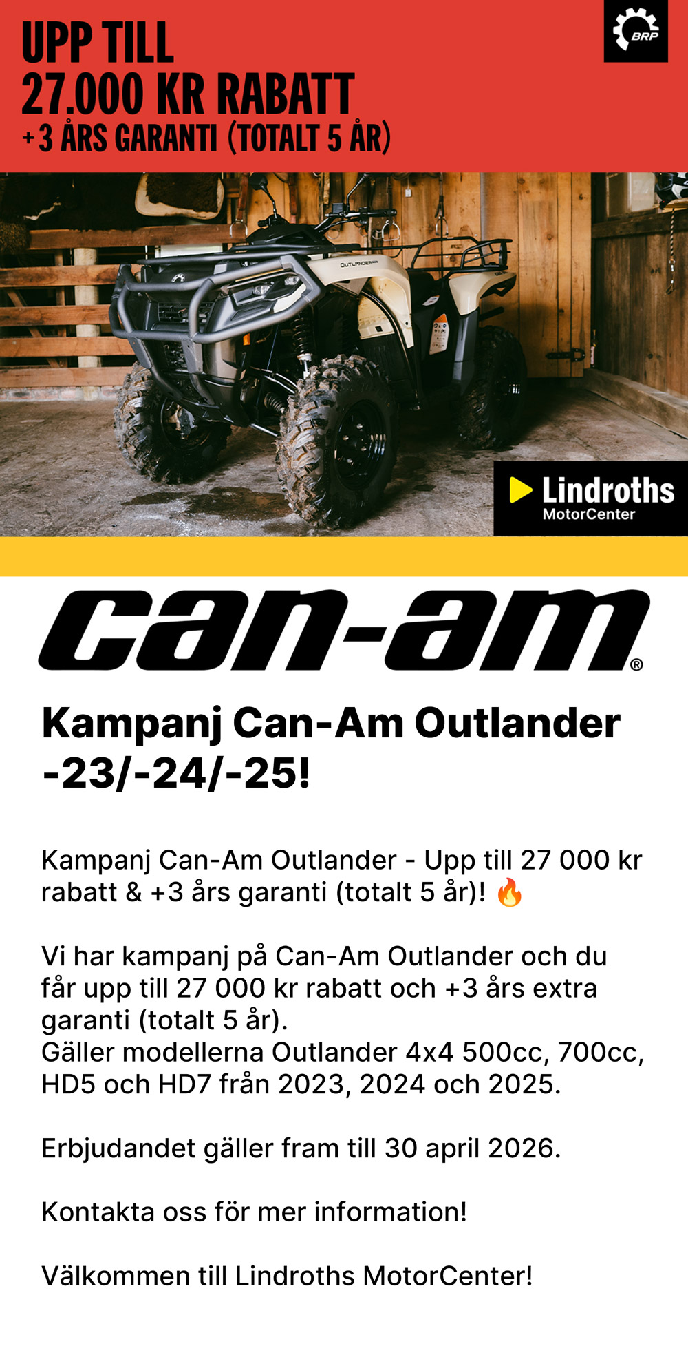 Can-Am Outlander -23/-24/-25 kampanj!